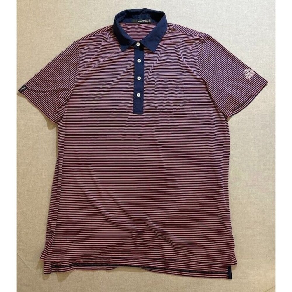Ralph Lauren Honda Classic Polo RLX Shirt Adult Large Pink Blue Striped Button.